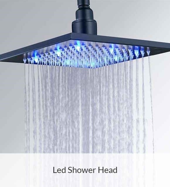 20" Stainless Steel Multi Color Water Powered Led Shower